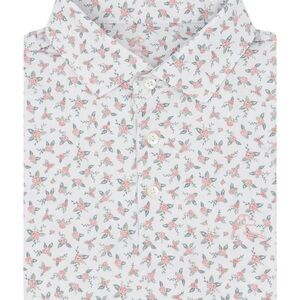 RhoBack Men's Short Sleeve Performance Polo - White and Pink